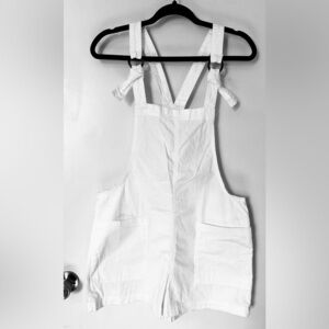 Aerie Sz S/P White Cotton Romper Adjustable Jumpsuit Shortalls NWT